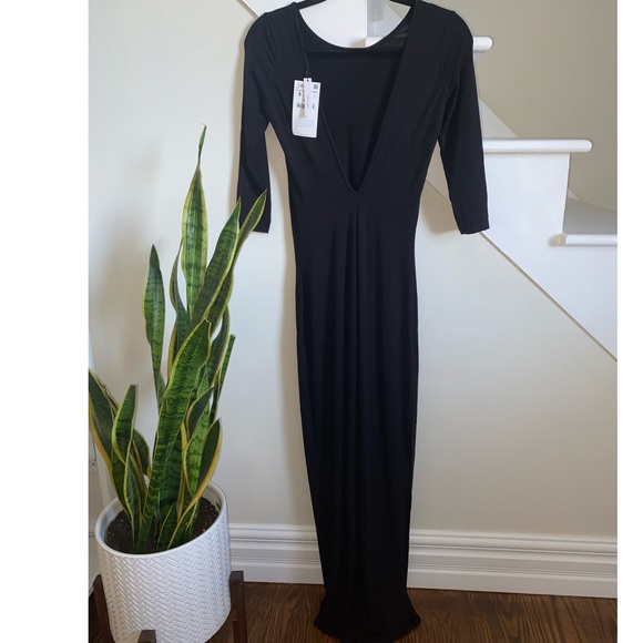 Zara Long Low Back Black Dress - Picture 3 of 5